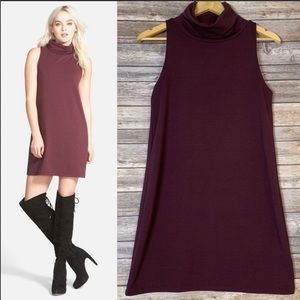 Leith Sleeveless Turtleneck Plum Dress